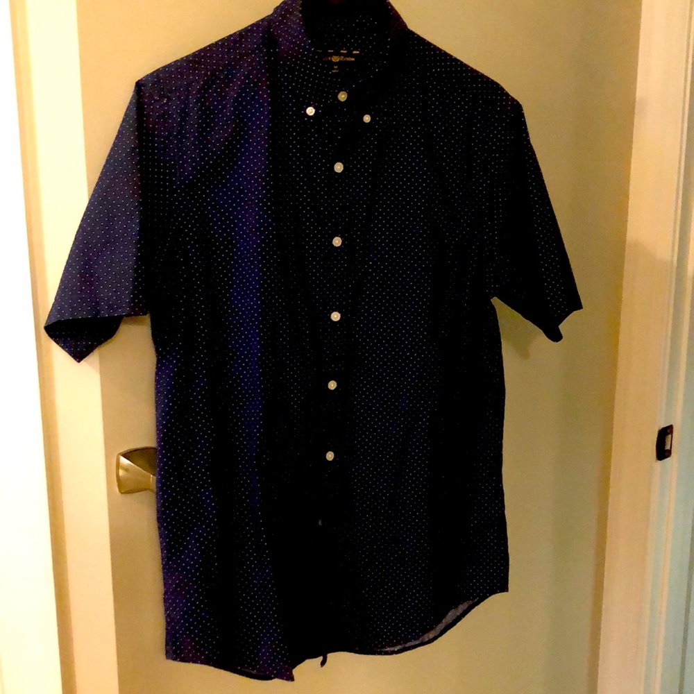 Navy blue/white polka dot Mens Shirt.